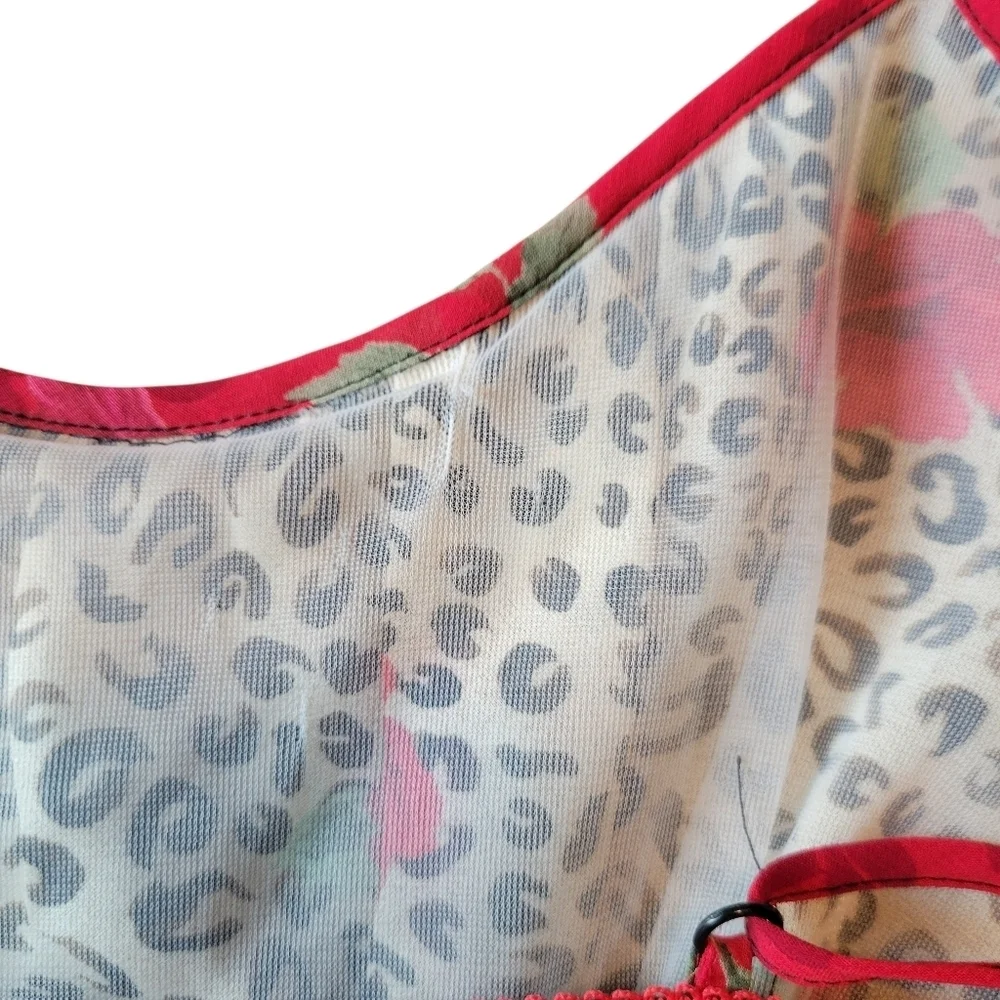 Animal Print Red Roses Semi Sheer Slip Dress